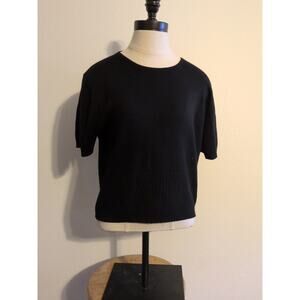 Vintage silk cashmere knit short‎ sleeve shirt black size S Joseph. A